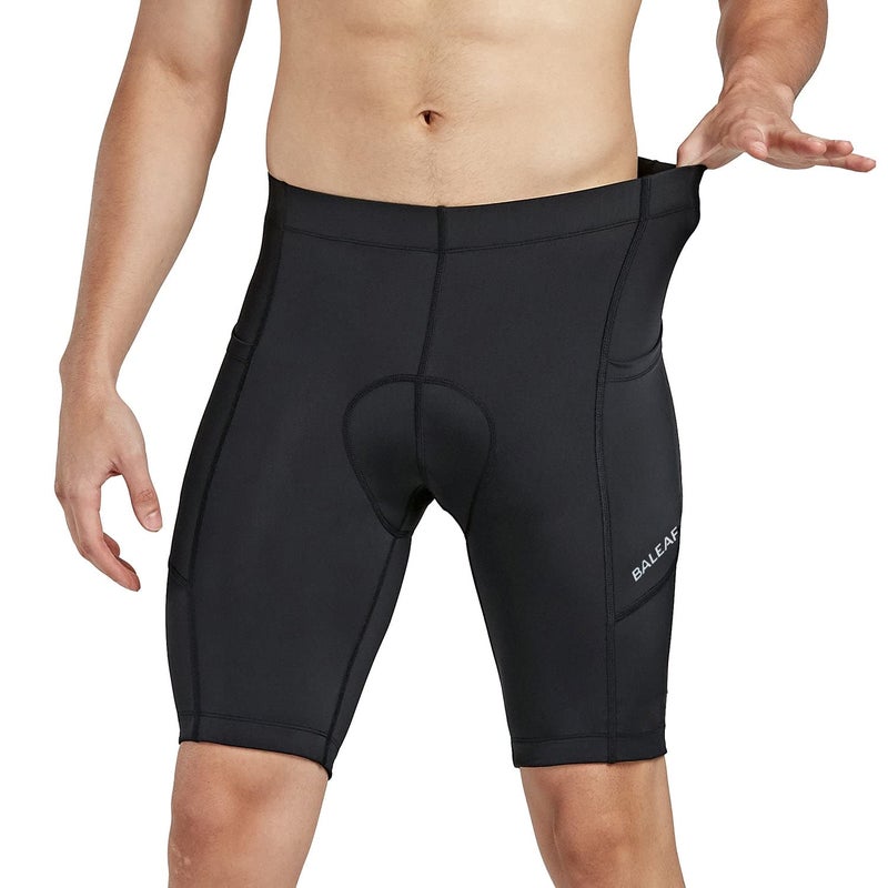 BALEAF Padded Bike Shorts for Men Cycling Shorts Padding Pockets UPF 50+ Black L - Image 2