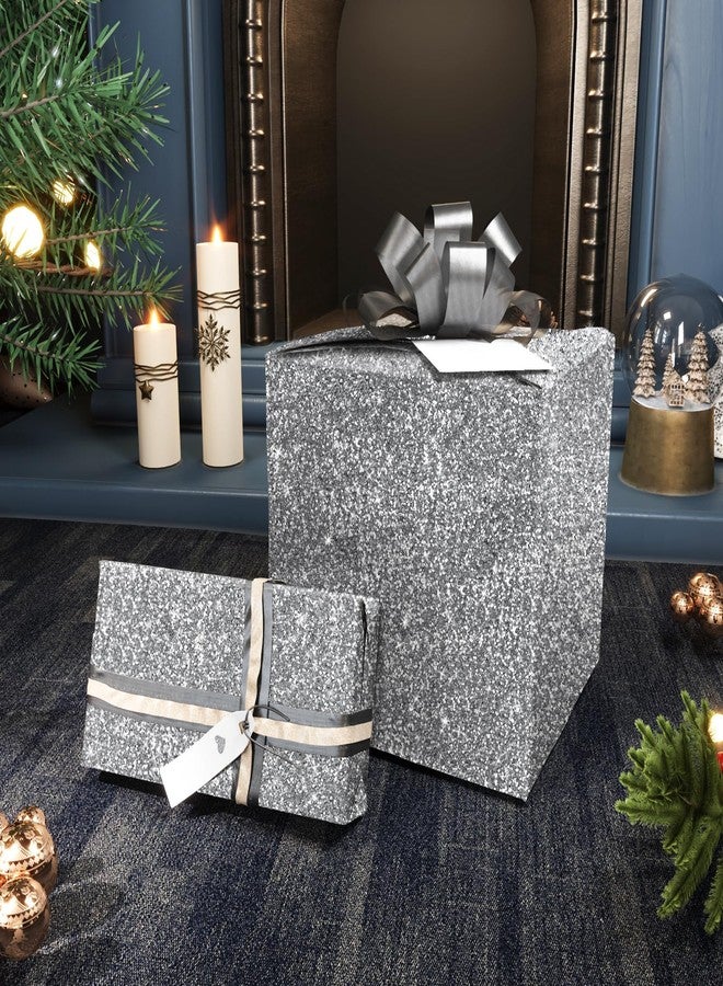 CRE8TIVE 8"x80" Silver Chunky Glitter Wallpaper Border Peel and Stick Silver Contact Paper Self Adhesive Removable Wallpaper Fabric Sequins Wall Border Trim for Girls Room Drawers Dressers DIY Crafts - Image 5