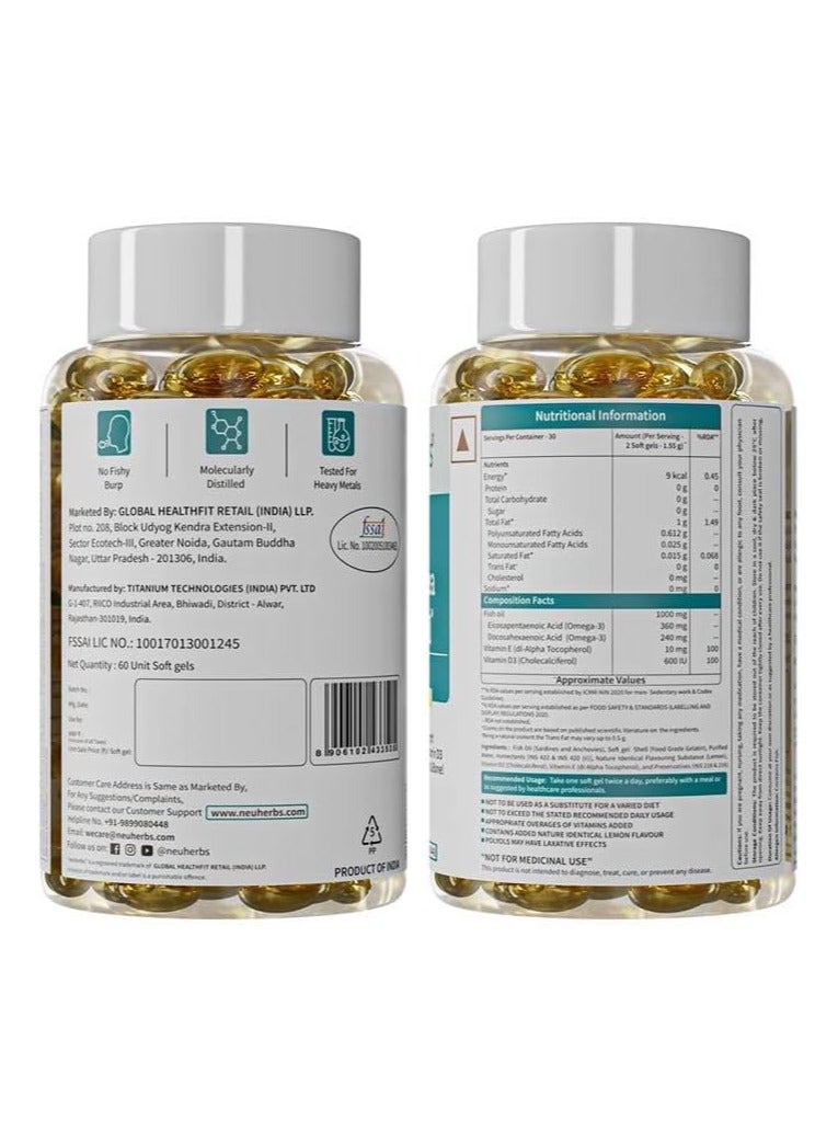 Neuherbs Neuherbs Mini Deep Sea Fish Oil Omega 3 Capsule 1000Mg 60 Softgels  - Image 4