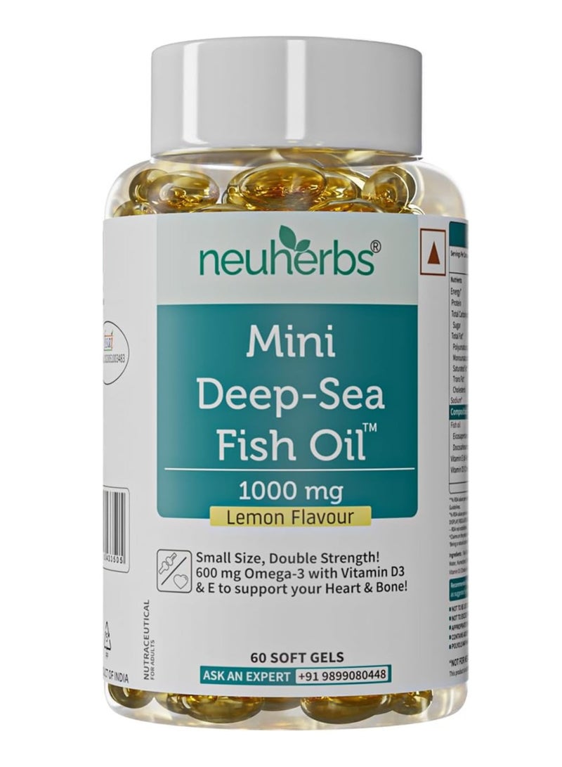 Neuherbs Neuherbs Mini Deep Sea Fish Oil Omega 3 Capsule 1000Mg 60 Softgels  - Image 1