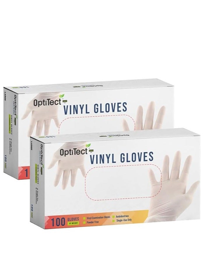 أوبتيتيكت قفازات فينيل خالية من البودرة، مقاس XL، 100 قطعة للاستخدام مرة واحدة - متينة ومريحة وخالية من اللاتكس، عبوة من قطعتين - Image 1