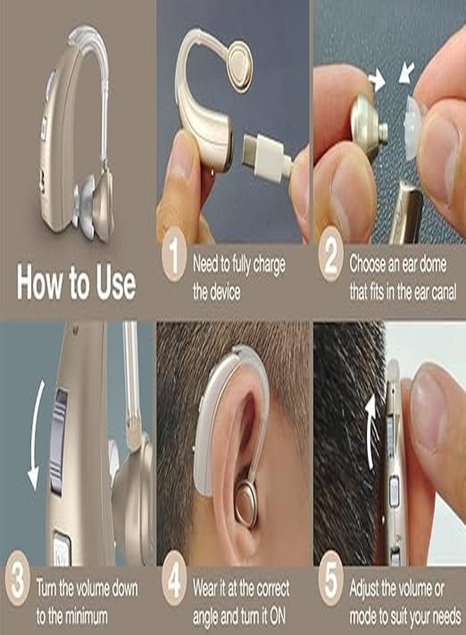 HP SOUND PLUS 2 unit For Both Ear Rechargeable Hearing Aids with Noise Cancelling, Nano Hearing Amplifier Assist Miracle Ear for Adults,Digital Hearing Amplifiers for Hearing Loss (Pair (Beige) - Image 5
