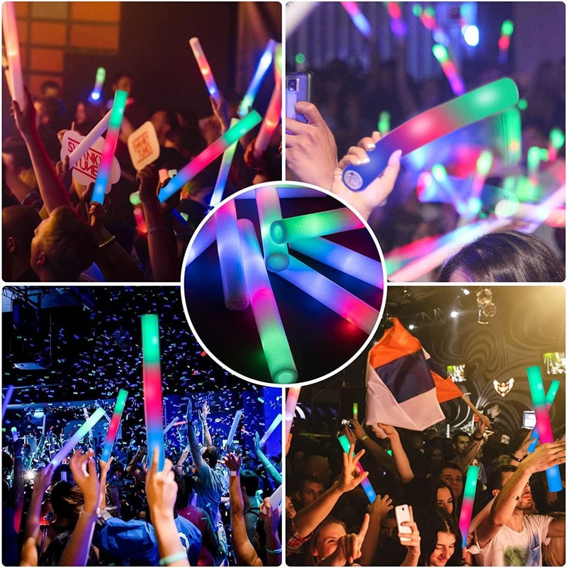 SHQDD 100 Pack LED Glow Sticks for Wedding, Bulk Foam Glow Sticks with 3 Modes Colorful Flashing, Glow Stick Bulk Party Pack for Wedding, Raves, Concert,Camping, Sporting Events, Pool Party - Image 4
