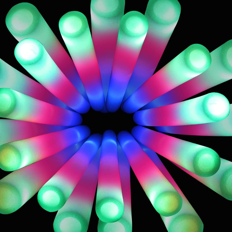 SHQDD 100 Pack LED Glow Sticks for Wedding, Bulk Foam Glow Sticks with 3 Modes Colorful Flashing, Glow Stick Bulk Party Pack for Wedding, Raves, Concert,Camping, Sporting Events, Pool Party - Image 1