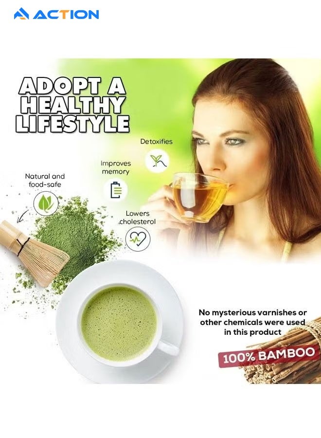 أكشن مجموعة مكونة من 3 قطع من خفاقة شاي الماتشا، أداة شاي الماتشا التقليدية المصنوعة يدويًا، مجموعة إكسسوارات الحفل، مجموعة ملاعق الخيزران لتحريك الماتشا - Image 4