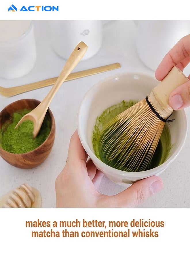 أكشن مجموعة مكونة من 3 قطع من خفاقة شاي الماتشا، أداة شاي الماتشا التقليدية المصنوعة يدويًا، مجموعة إكسسوارات الحفل، مجموعة ملاعق الخيزران لتحريك الماتشا - Image 2
