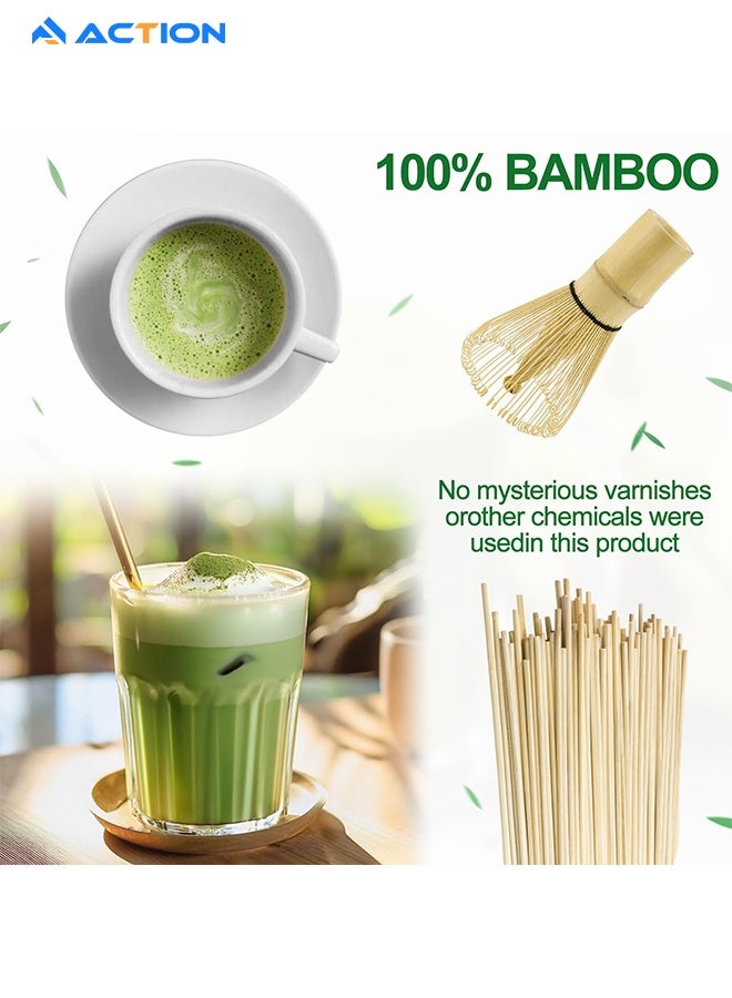 أكشن مجموعة مكونة من 3 قطع من خفاقة شاي الماتشا، أداة شاي الماتشا التقليدية المصنوعة يدويًا، مجموعة إكسسوارات الحفل، مجموعة ملاعق الخيزران لتحريك الماتشا - Image 3