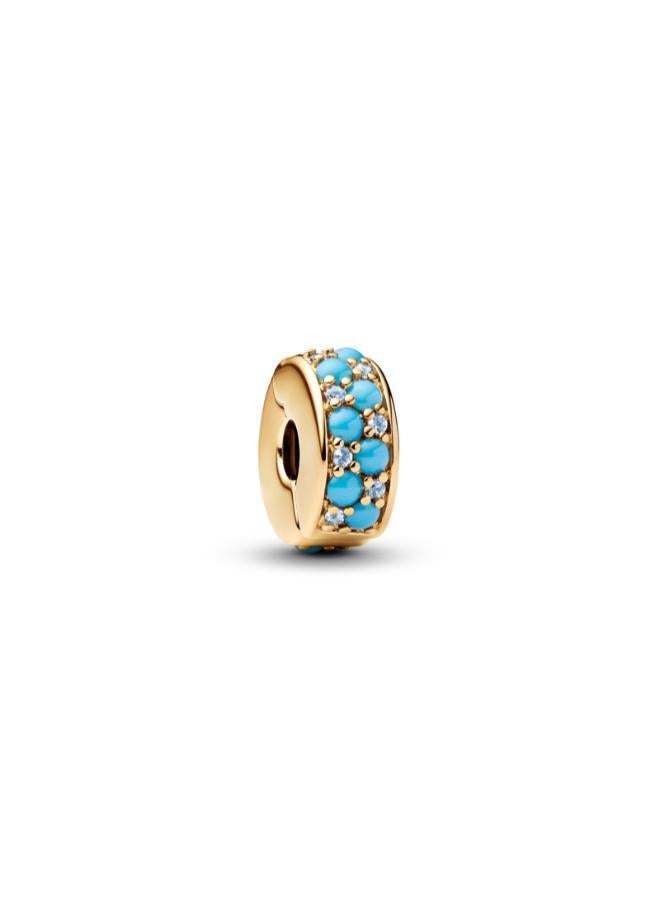 PANDORA Aqua Blue Clip Charm - Image 1
