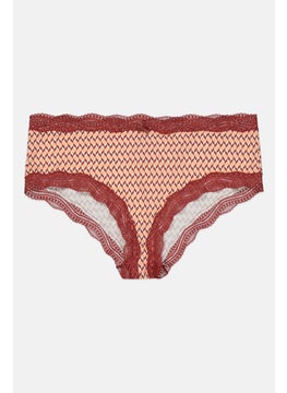 Etam Women All Over Printed Pull-On Shorty Panties, Peach Combo  - Image 1