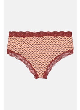 Etam Women All Over Printed Pull-On Shorty Panties, Peach Combo  - Image 2