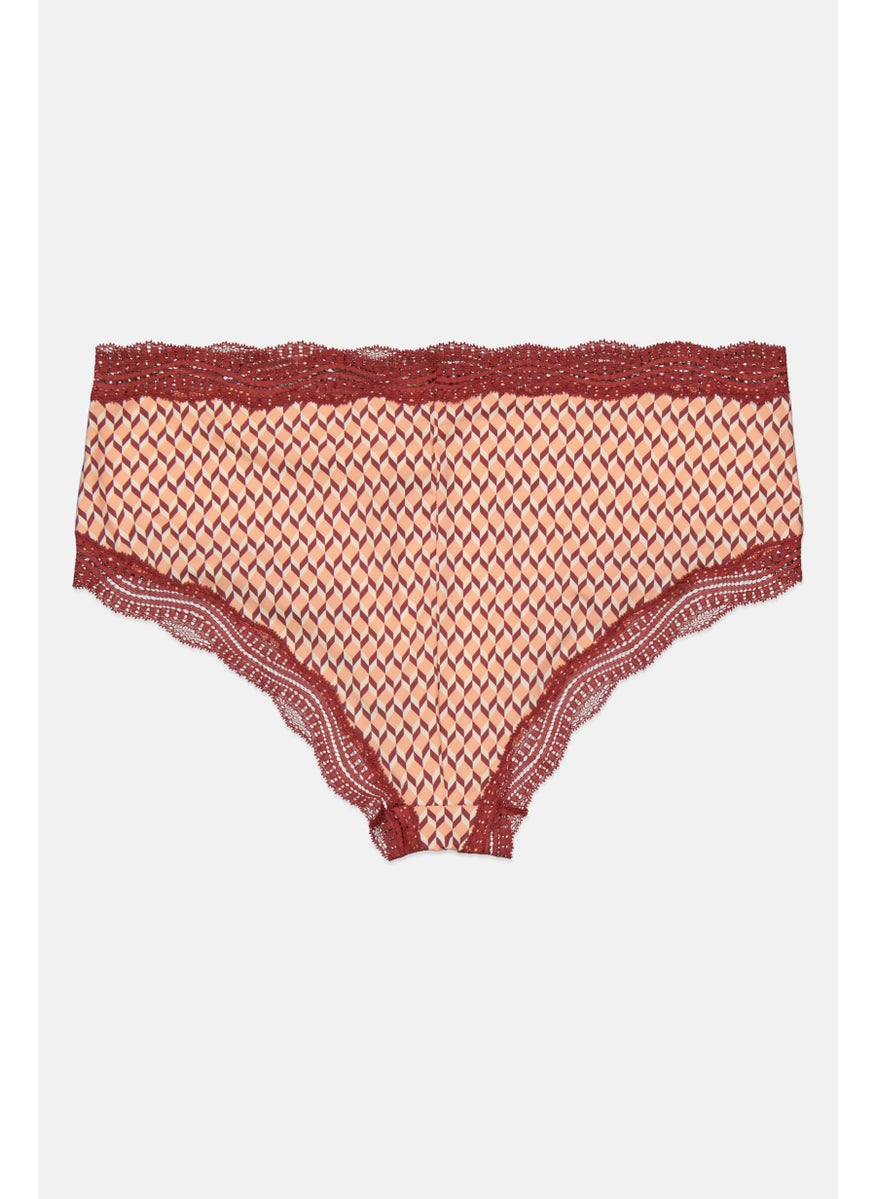 Etam Women All Over Printed Pull-On Shorty Panties, Peach Combo  - Image 2