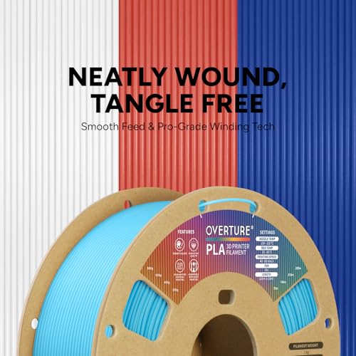 OVERTURE PLA Filament 1.75mm, Neatly Wound 3D Printer Filament 1kg Spool (2.2lbs), Dimensional Accuracy +/- 0.02 mm, Fit Most FDM 3D Printers (Light Blue) - Image 2