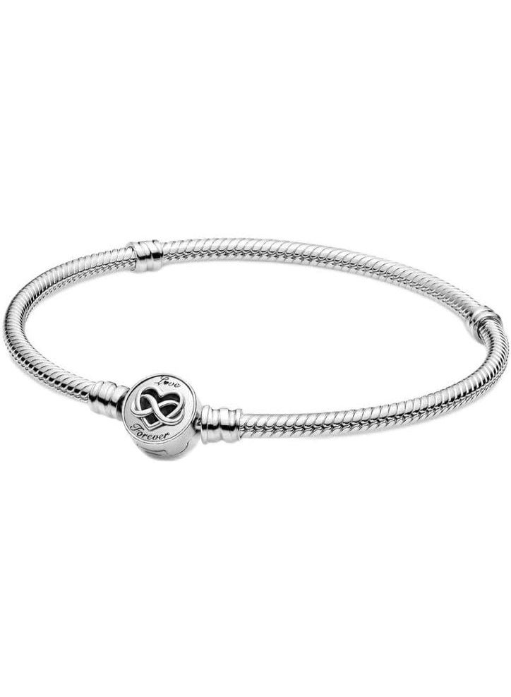 DORA Heart Infinity Clasp Snake Chain Charm Bracelet - Image 1