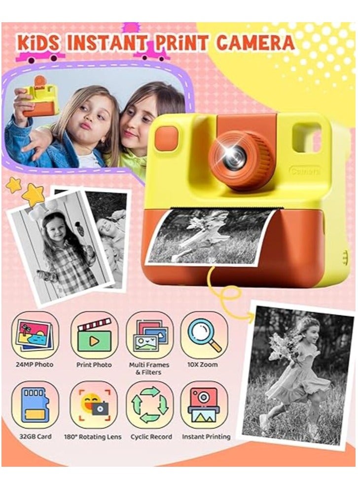 PICOCICI CP09 mini printer children 1200W photo video printing 4K cartoon portable camera printer instant photo  Yellow colour - Image 4
