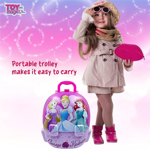 ToyMagic Princess Portable Backpack Toy Dressing Set Makeup Toy |Portable Trolley Pretend Play Set Toy with Make up Accessories for Kids |Portable Suitcase Toy Gift for Girls - Image 3