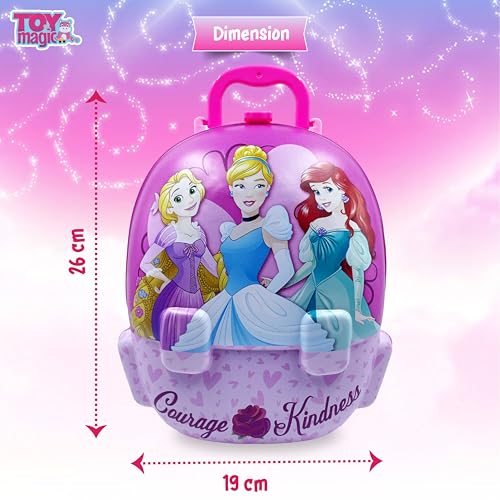 ToyMagic Princess Portable Backpack Toy Dressing Set Makeup Toy |Portable Trolley Pretend Play Set Toy with Make up Accessories for Kids |Portable Suitcase Toy Gift for Girls - Image 4