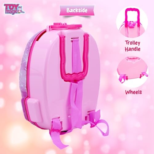 ToyMagic Princess Portable Backpack Toy Dressing Set Makeup Toy |Portable Trolley Pretend Play Set Toy with Make up Accessories for Kids |Portable Suitcase Toy Gift for Girls - Image 2