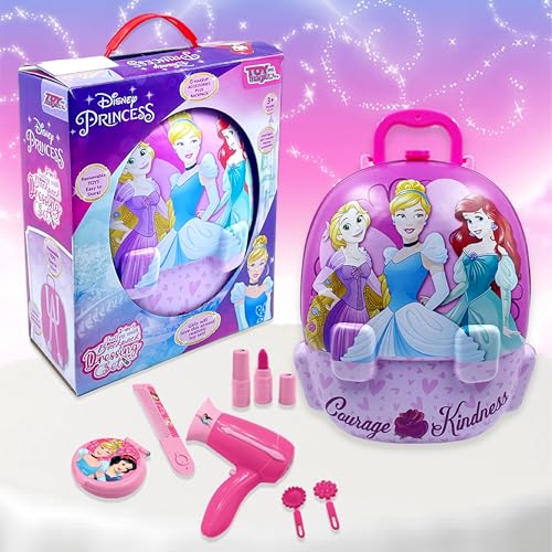 ToyMagic Princess Portable Backpack Toy Dressing Set Makeup Toy |Portable Trolley Pretend Play Set Toy with Make up Accessories for Kids |Portable Suitcase Toy Gift for Girls - Image 1