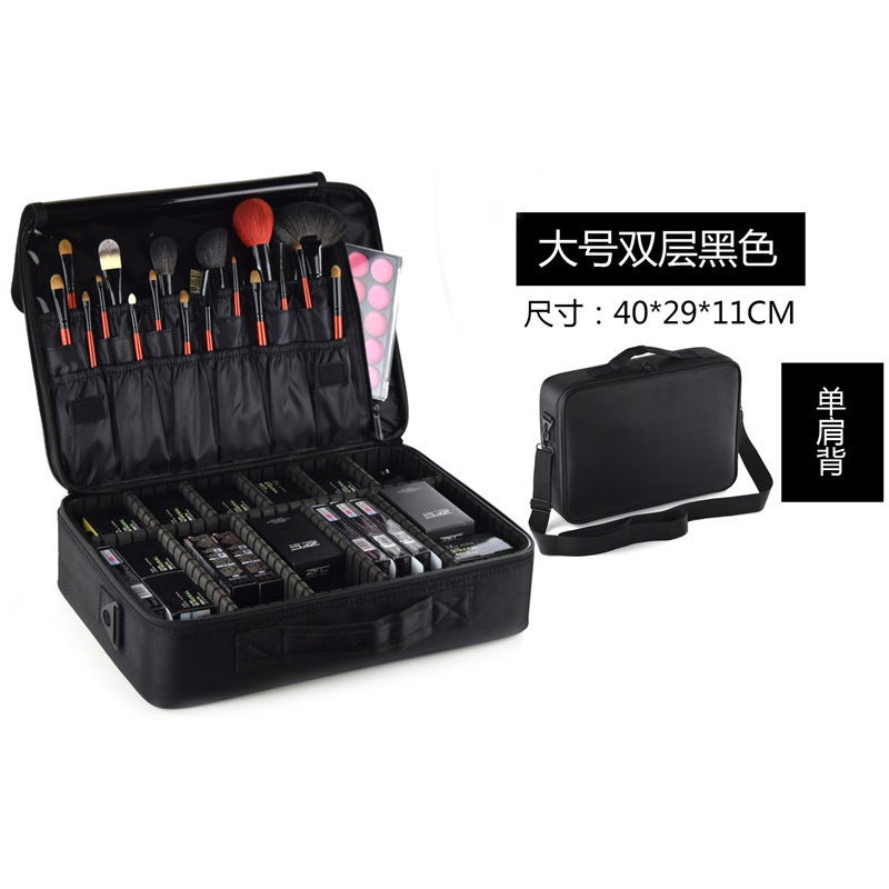 general Large Multi-Layer Makeup Organizer Bag with Partition for Cosmetics and Beauty Tools - Image 1
