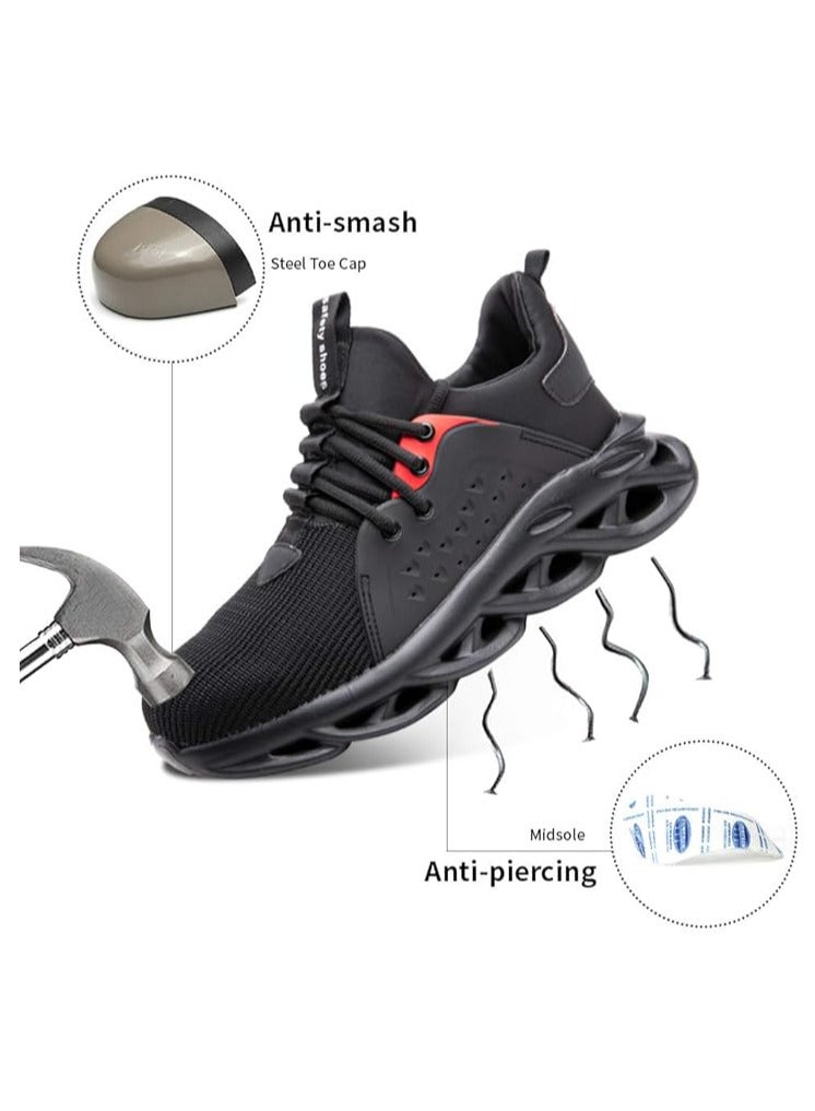 Breathable Steel Toe Safety Shoes for Men and Women Indestructible Work Sneakers for Construction Slip-On Round Toe EVA Sole (40 EUR) - Image 1