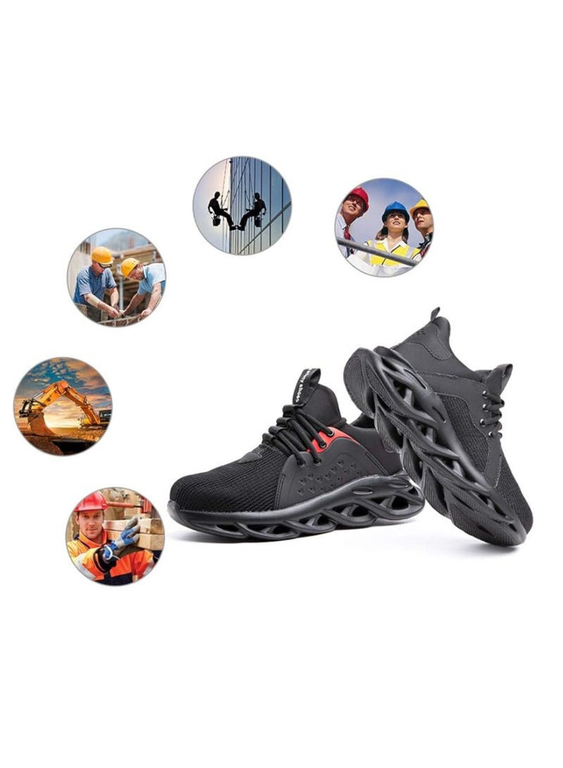 Breathable Steel Toe Safety Shoes for Men and Women Indestructible Work Sneakers for Construction Slip-On Round Toe EVA Sole (40 EUR) - Image 4