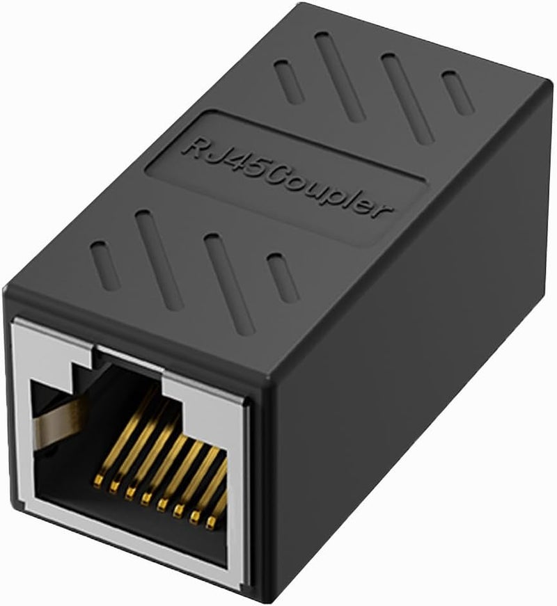 Jadaol RJ45 Coupler [UL Listed], Gold Plated Ethernet Cable Extender with PoE Support, 328ft Long Distance Extend, Female to Female Coupler for Cat8 Cat7 Cat6a Cat6 Cable (Black, 1Pack) - Image 1