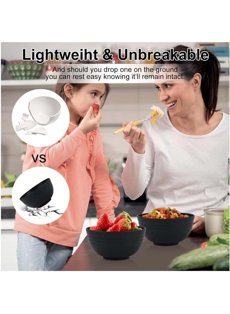 Bukela Cutlery Set, 32 Pieces, Unbreakable, Serves 4, Includes Plates, Bowls, and Cups, Eco-friendly Camping Cutlery, Black. - Image 4