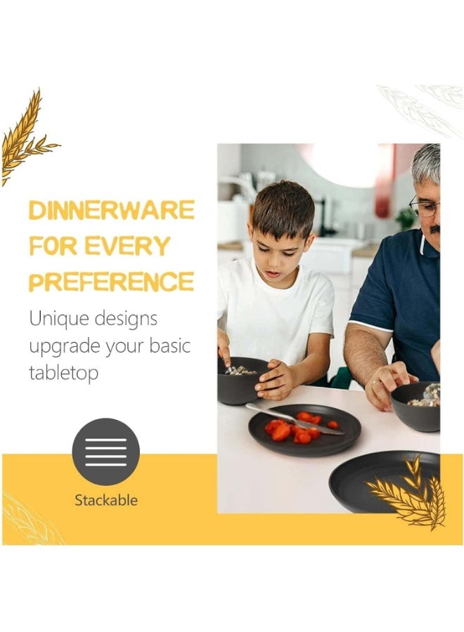 Bukela Cutlery Set, 32 Pieces, Unbreakable, Serves 4, Includes Plates, Bowls, and Cups, Eco-friendly Camping Cutlery, Black. - Image 2