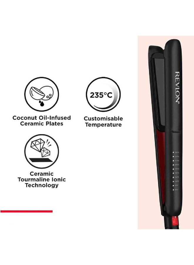 Revlon Smoothstay Coconut-Oil Infused Hair Straightener with Travel Pouch Black 11 x 5 x 37 cm RVST2211P  - Image 2