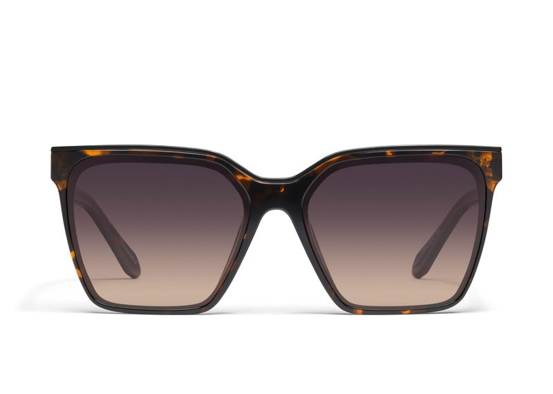 QUAY Level Up Polarized Sunglasses, Oversized Women’s Square Sunglasses with Smoke Taupe UV Protected Lenses, Statement Designer Shades - Image 1