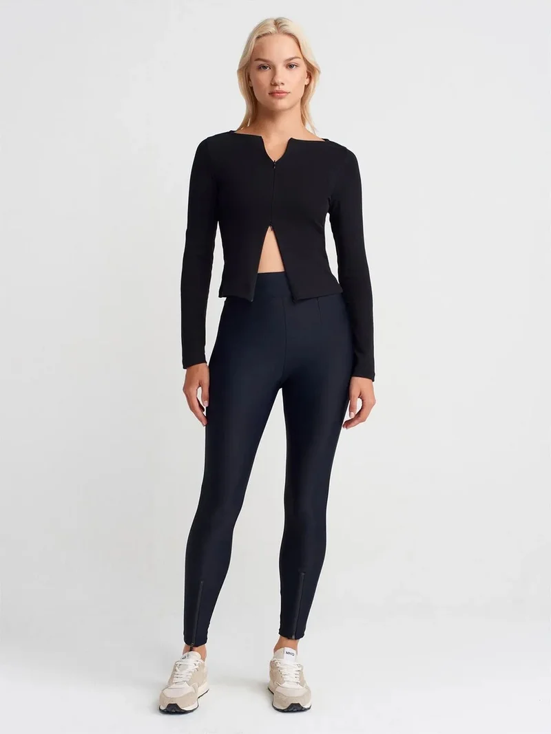 ديلفين Dilvin High-Waist Skinny Leggings With Zip Detail