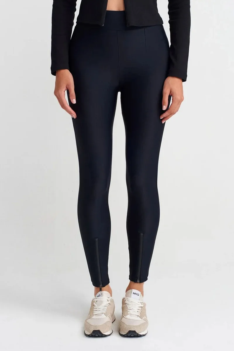 Dilvin Navy Blue DILVIN High-Waist Skinny Leggings With Zip Detail for Women | Best Price UAE