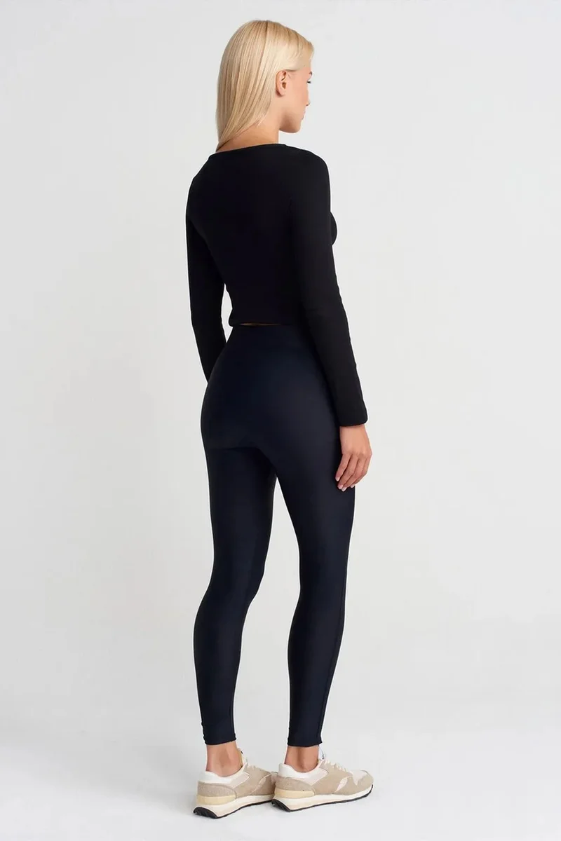 Dilvin Navy Blue DILVIN High-Waist Skinny Leggings With Zip Detail for Women | Best Price UAE