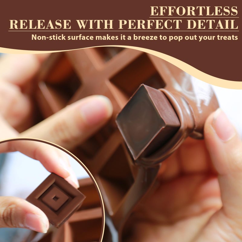 HKNMTT Chocolate Molds Silicone for Hard Candy Butter, 4 Pcs Small Bite Size Heart Star Sqaure Shapes Truffle Caramel Mould, Homemade Wax Melts Food Grade Baking Set Oven Safe Kit - Image 2