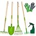 Amtreen Kids Gardening Tools Set  6PCS Detachable Garden Tool Kit with Gloves Shovel Rake Hoe Leaf Rake  Spray Bottle  Wooden Handles with Hanging Hole Perfect Outdoor Toy Gift for Ages 35 - Image 4