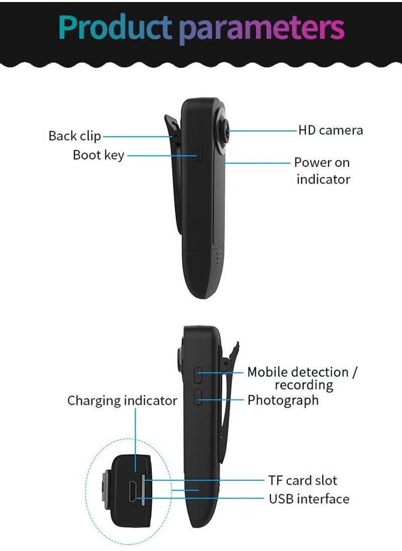 Generic Mini Camera With Clip, 1080p Wireless Wearable Portable Body Cam, Lightweight Video Recorder With Motion Detection, High Definition Night Vision Mini Camera, (1pc)  - Image 3