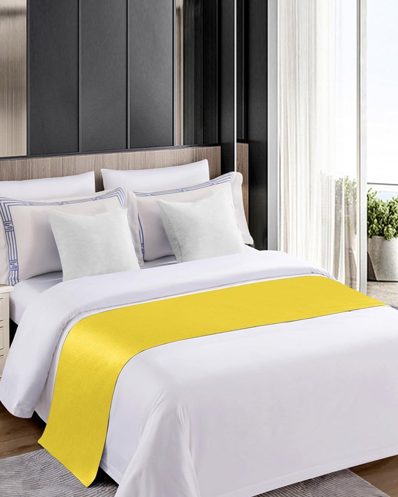 Yellow Bed Runner 102x20 Inches for Cal King Size Bed Decorative Throw Foot of Bed - Image 5