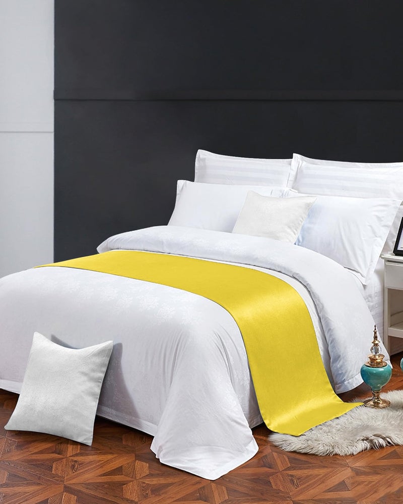 Yellow Bed Runner 102x20 Inches for Cal King Size Bed Decorative Throw Foot of Bed - Image 4