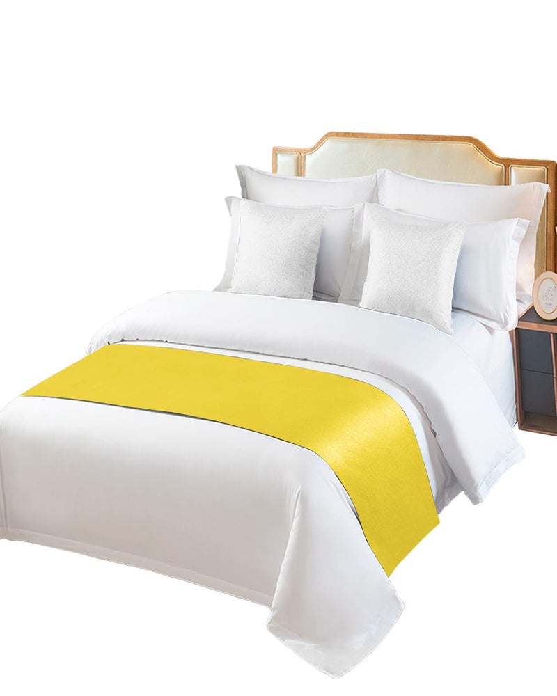 Yellow Bed Runner 102x20 Inches for Cal King Size Bed Decorative Throw Foot of Bed - Image 3
