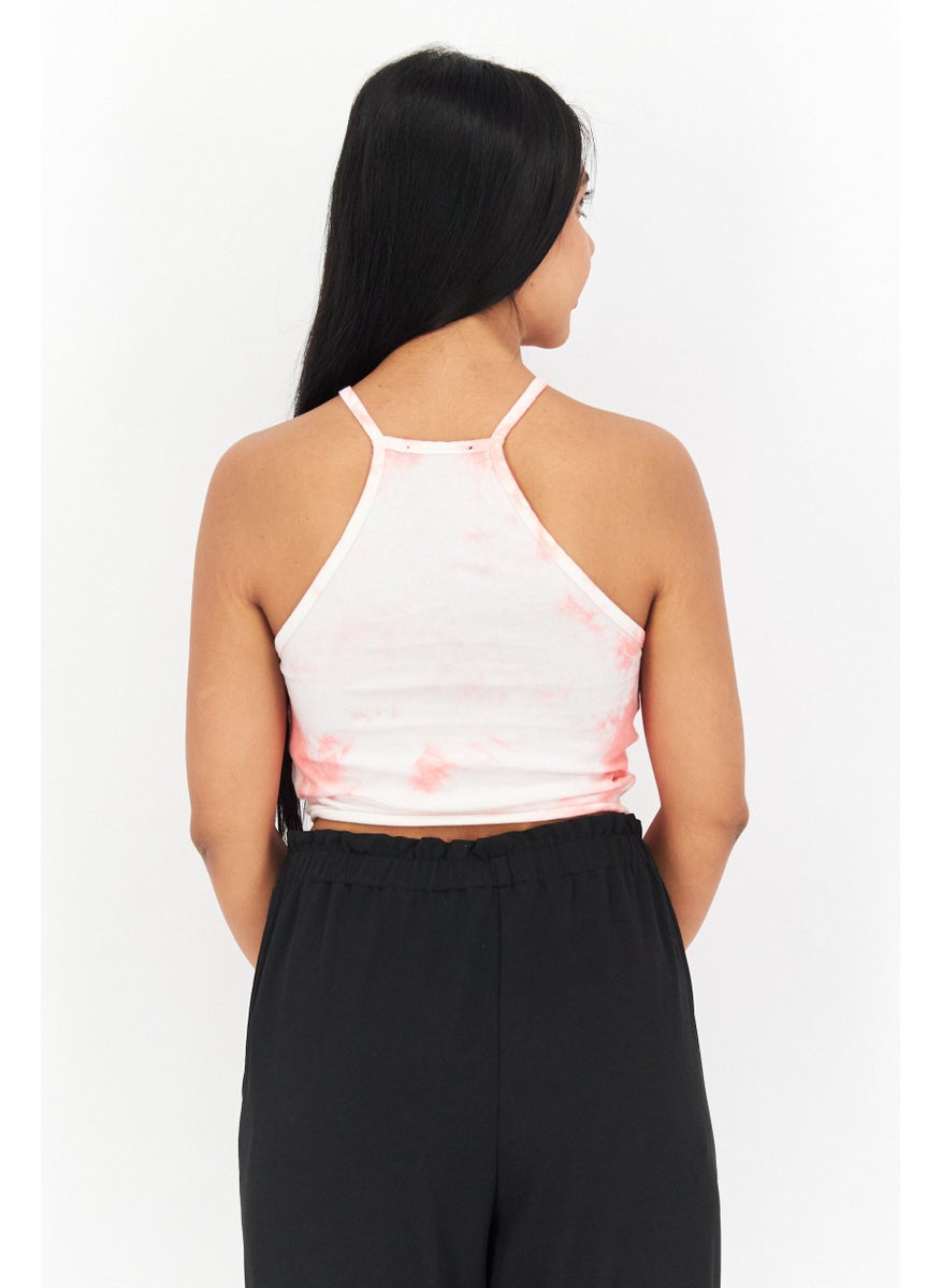 Missguided Women V-Neck Sleeveless Tie Dye Cropped Tank Top, Pink Combo  - Image 4