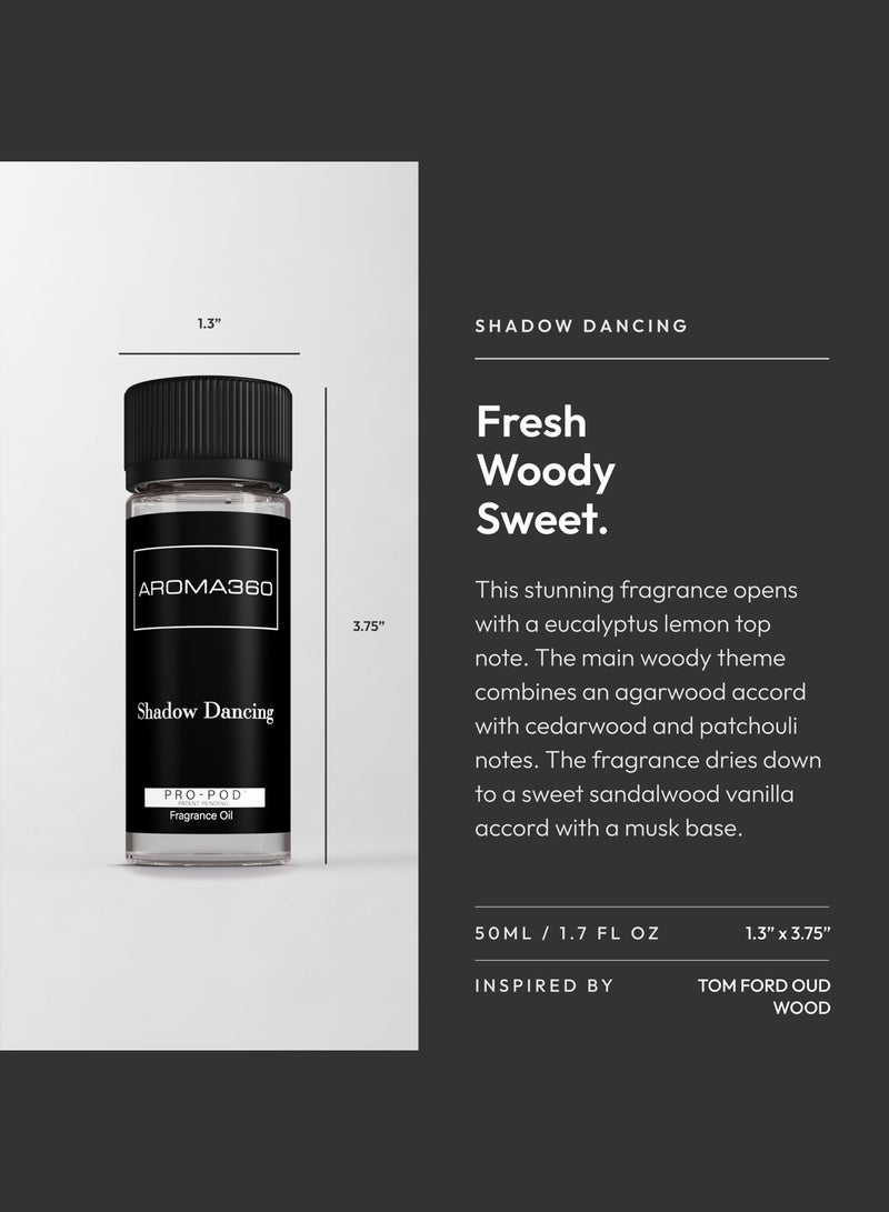 AROMA360 Shadow Dancing Pro-Pod Oil Blend - Hotel Inspired for Luxury Essential Oil Diffusers - Aromatherapy Scent Diffuser Oil - Oud Wood, Rosewood, and Tonka Bean  - Image 3