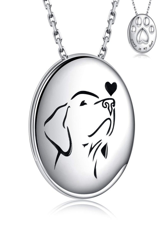 APOTIE Pet Cremation Necklace for Dog - Sterling Silver Always in My Heart Paw Print Memorial Keepsake Pendant Urn Jewelry for Ashes (Labrador Retriever) - Image 1