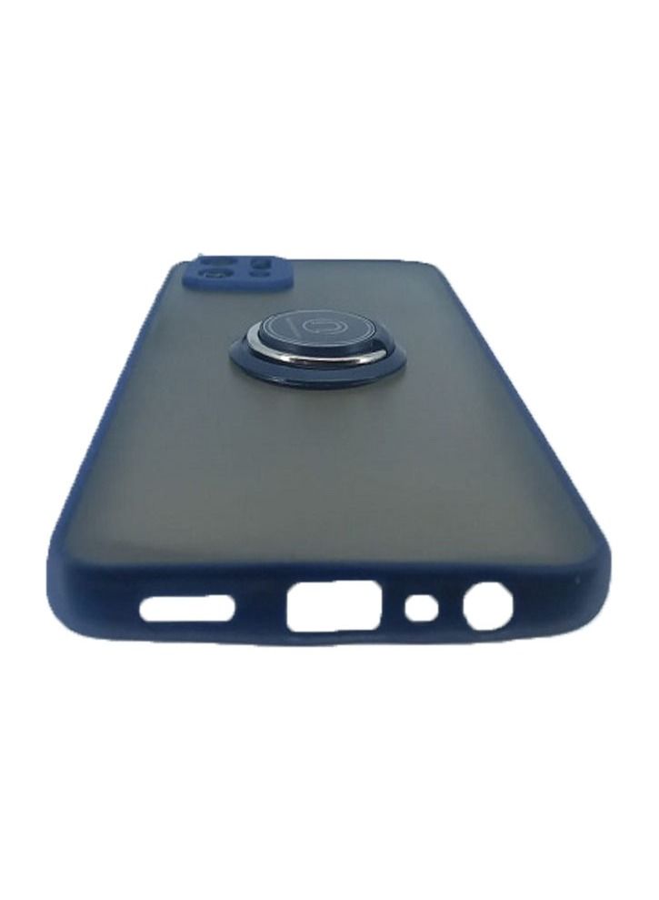 Semi Transparent Smoked Fashion Back Cover Protective Case With Metal Ring For Oppo A16K Blue - Image 2