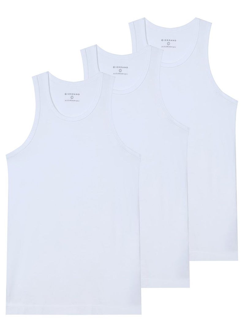 GIORDANO Men's Slim Fit Cotton Rib Tank Top (3-Pack) - Image 1