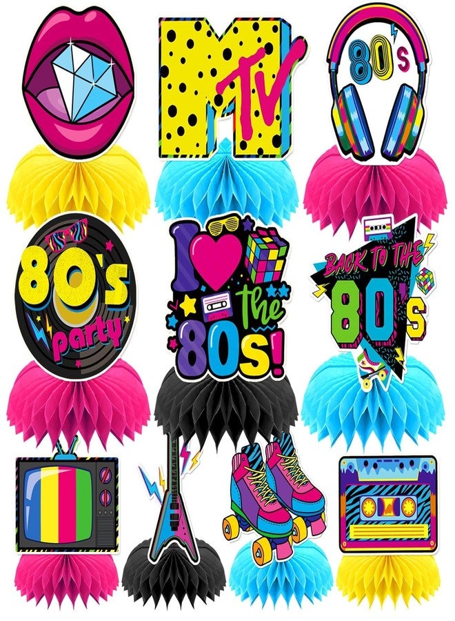 DTOFOOT 10 Pcs 80s Party Decorations, 1980s Table Honeycomb Centerpieces Back to the 80s Decor for Retro Party Photo Props Birthday Wedding Anniversary Favors Supplies - Image 1