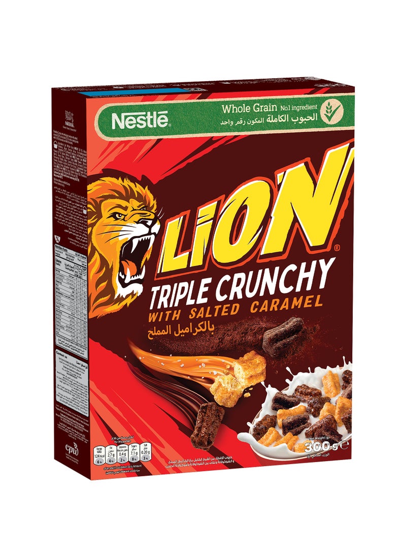 Lion Triple Crunchy Salted Caramel Milk Chocolate Coating Breakfast Cereal 300g  - Image 2