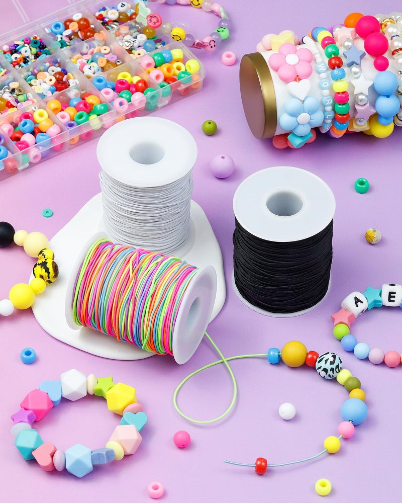FIVEIZERO Colorful Fiveizero Elastic Bracelet String 1Mm 1.2Mm 1.5Mm Elastic Cord For Beading Rainbow Stretchy String With Beading Needle For Bracelets  Sewing Necklace  Jewelry Making And Crafts - Image 5