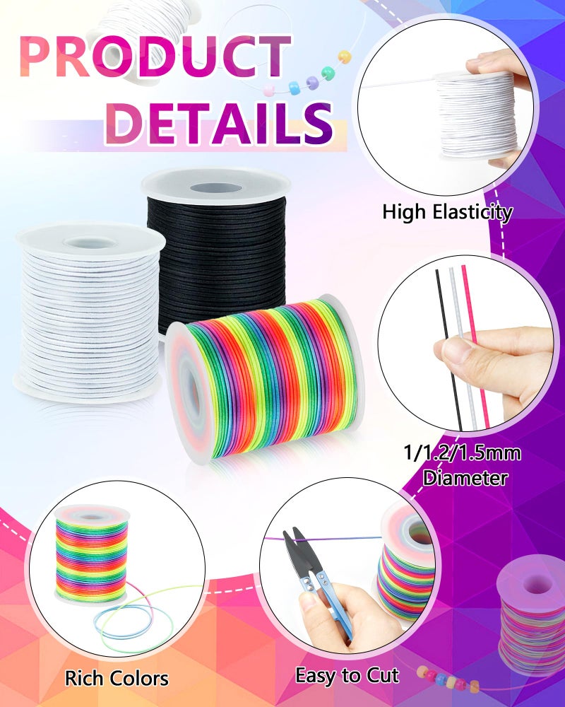FIVEIZERO Colorful Fiveizero Elastic Bracelet String 1Mm 1.2Mm 1.5Mm Elastic Cord For Beading Rainbow Stretchy String With Beading Needle For Bracelets  Sewing Necklace  Jewelry Making And Crafts - Image 3