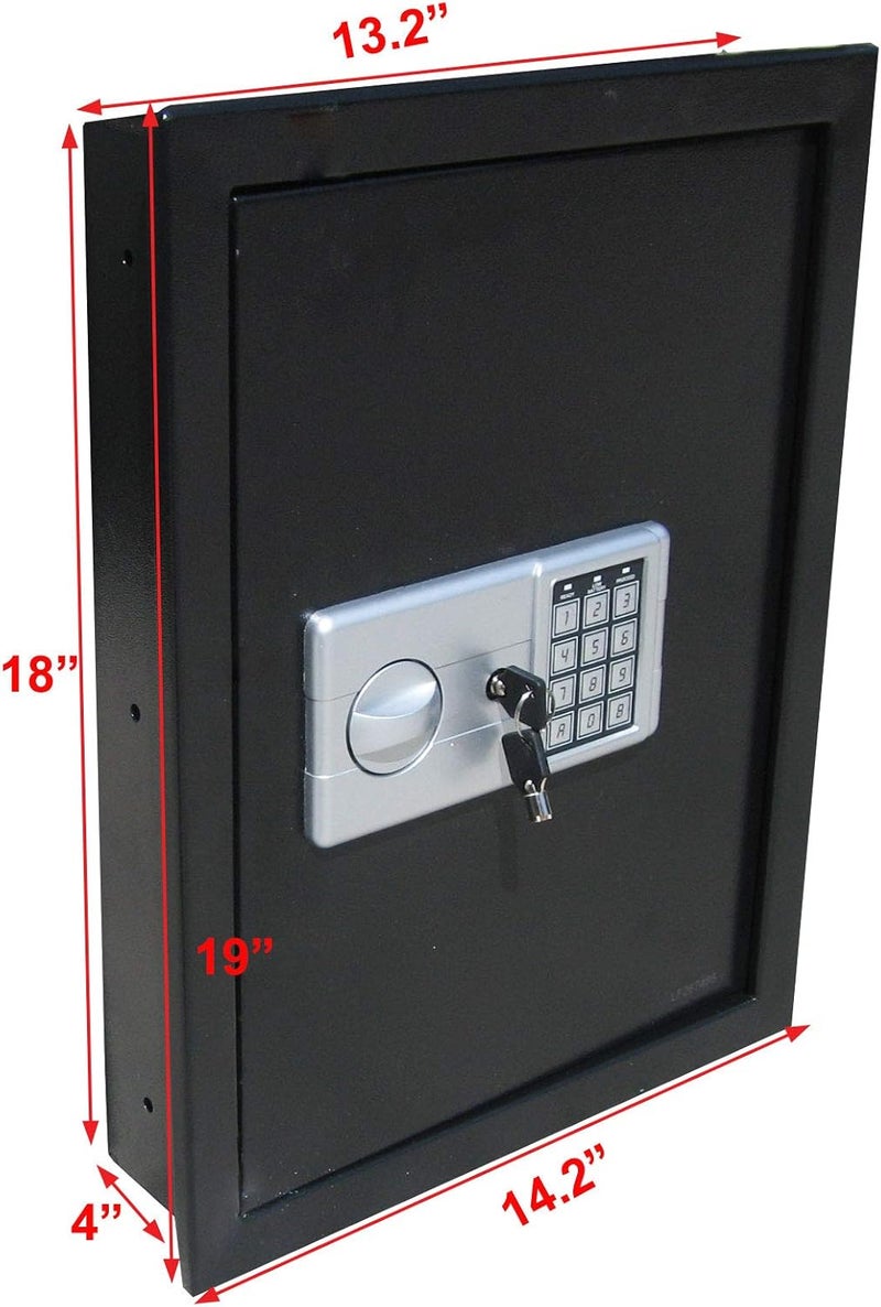 ABLE Digital Electronic Flat Recessed Wall Hidden Safe Security Box Jewelry Gun Cash (Black) - Image 2
