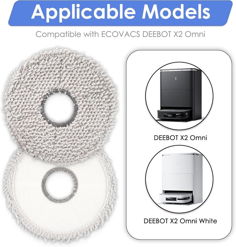 FILTERIST (10 Pack) Mop Pads for ECOVACS DEEBOT T30 Pro Max/ T30 Pro Omni/ T30S/ T30S Combo/ X5 Pro Omni/ X2 Omni/ X2 Pro/ T20 Omni/ X1 Omni/ X1 PRO Omni/ X1 Plus/ T10 Omni/ T10 Turbo/Yeedi M12 Pro+/ X1 Turbo - Image 2